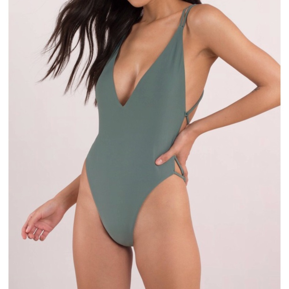 Tobi Dusty Teal Strappy Monokini